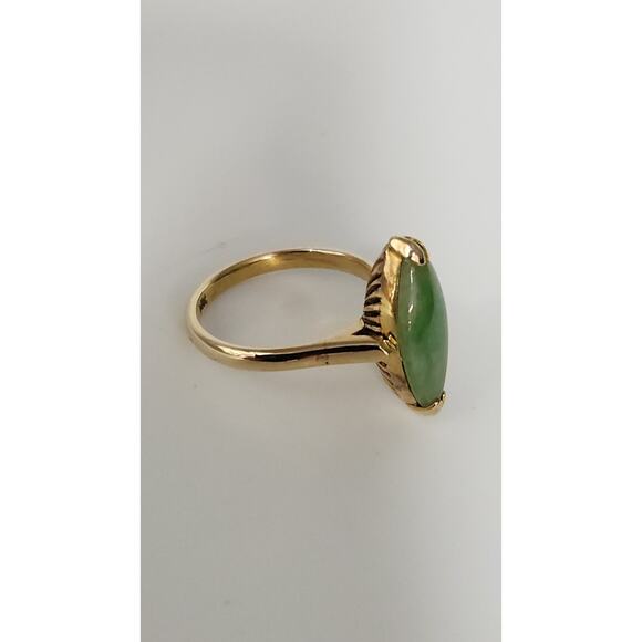 Vintage 14k Yellow Gold Natural Jade Ring Size 5.25 - Picture 3 of 7